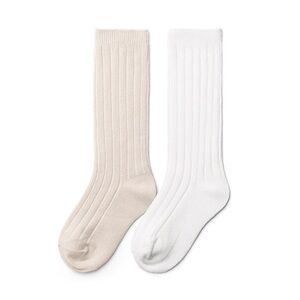 Goumi Ribbed Knee High Socks - 2 Pack in Neutral